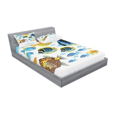 Vivid Underwater Wild Life with Freshwater Tropical Fish Creatures Sea Sheet Set -  East Urban Home, 3E1F911521524608AC171EA94069F700