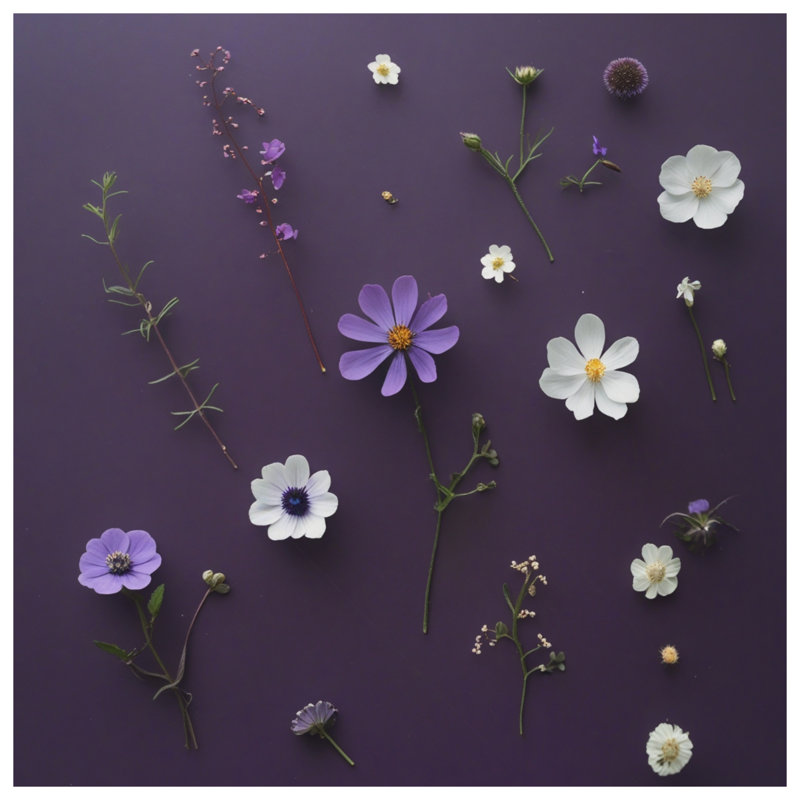 Rideau de douche mauve à fleurs blanches extra long, 70in W x 93in H