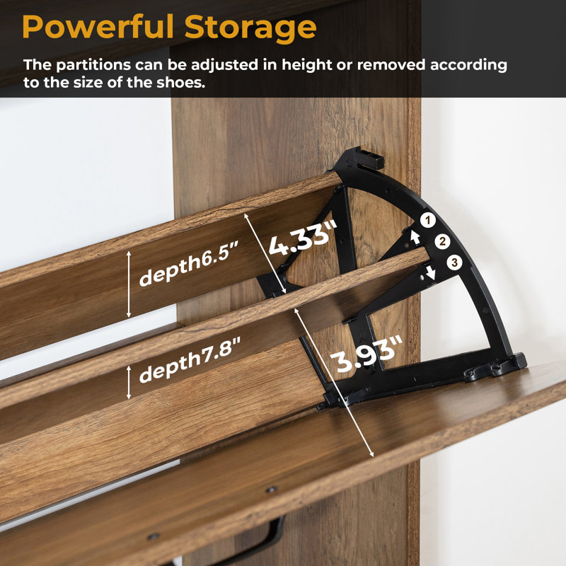 Armoire de rangement pour chaussures 16 paires, unité de rangement pour chaussures de ferme avec 2 tiroirs rabattables
