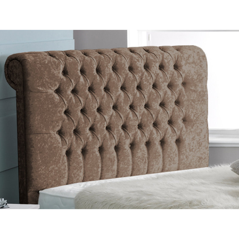 Coraline Upholstered Bed, Single (3'), Truffle Crush Velvet