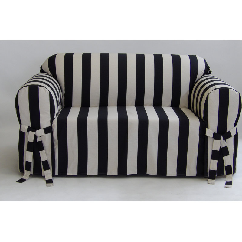 Housse pour coussins à rayures, H 38 po x l 96 po x P 36 po, Noir