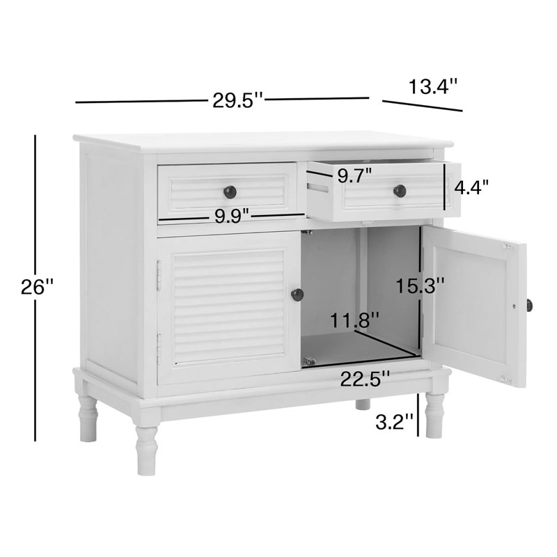 Tate Farmhouse Chic Distressed Grey 2-Drawer Sideboard