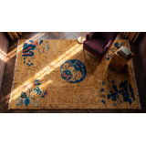 Antique Chinese - Art Deco Hallway Runner Wool Yellow Rug