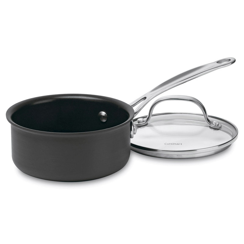 1.5 Quart Black Aluminum Non-Stick Saucepan with Lid