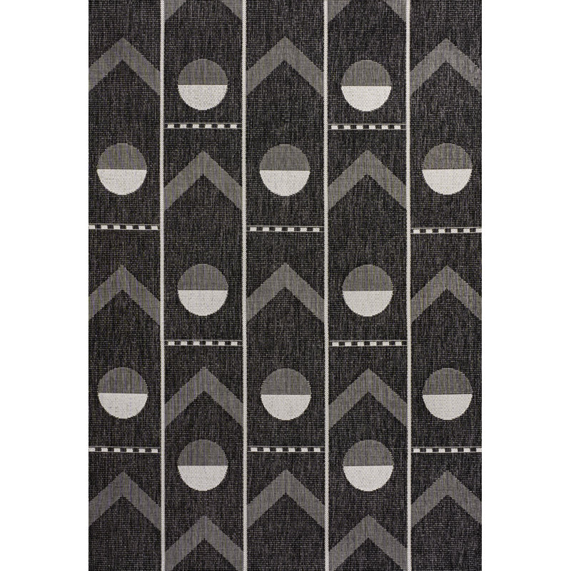 Tapis intérieur / extérieur moderne géométrique noir / crème Matthew, Rectangle 4pi x 6 pi