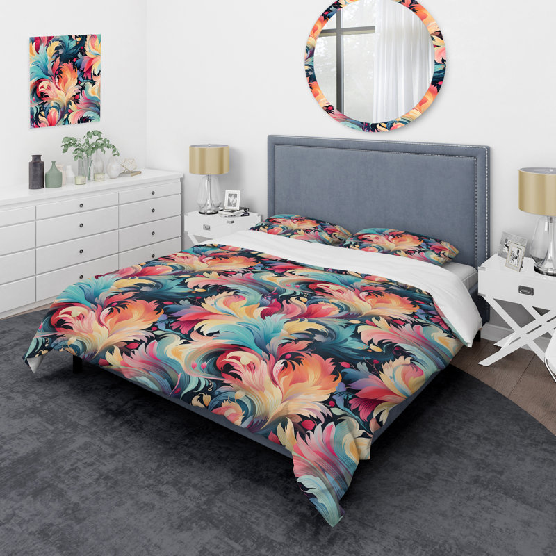 Ensemble de housse de couette Colorful Enchanted Ikat Whispers Swirl - Floral