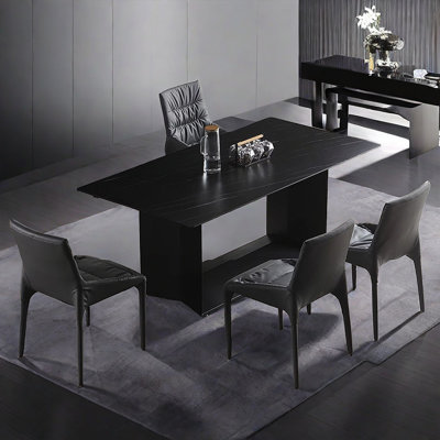 Italian-style minimalist black rock table