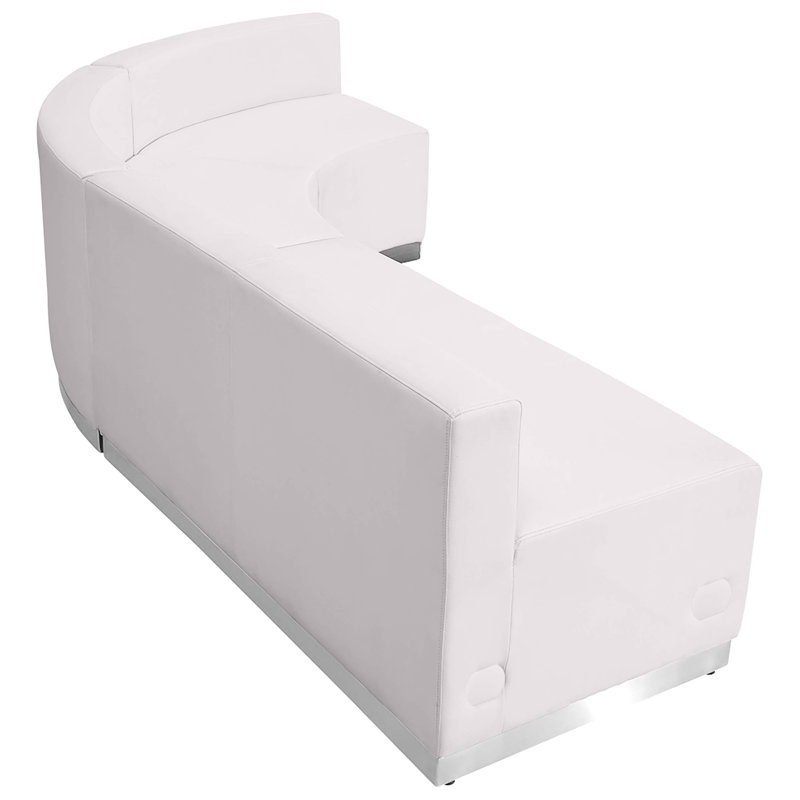 Configuration de réception modulaire 3 pièces Hercules Alon LeatherSoft avec dossier et siège tendus, Simili cuir blanc