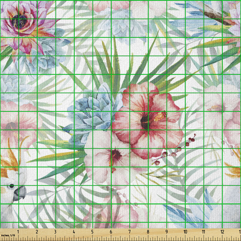 Curtner Exotic Hibiscuses and Parrots Multi-Purpose Fabric