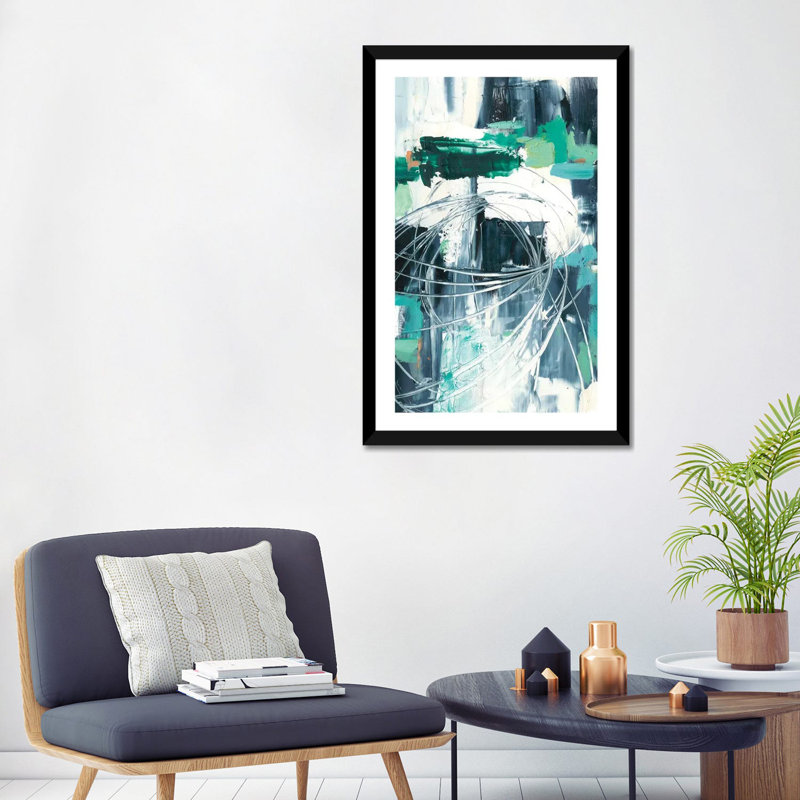 Reproduction d’art, "dispersion Light I" par Ethan Harper, H 32 po x l 24 po x P 1 po, Papier encadré noir, Blanc
