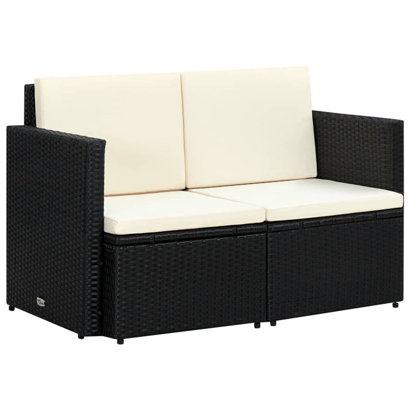 Canapé de patio rectangulaire avec coussins Elmi, Noir