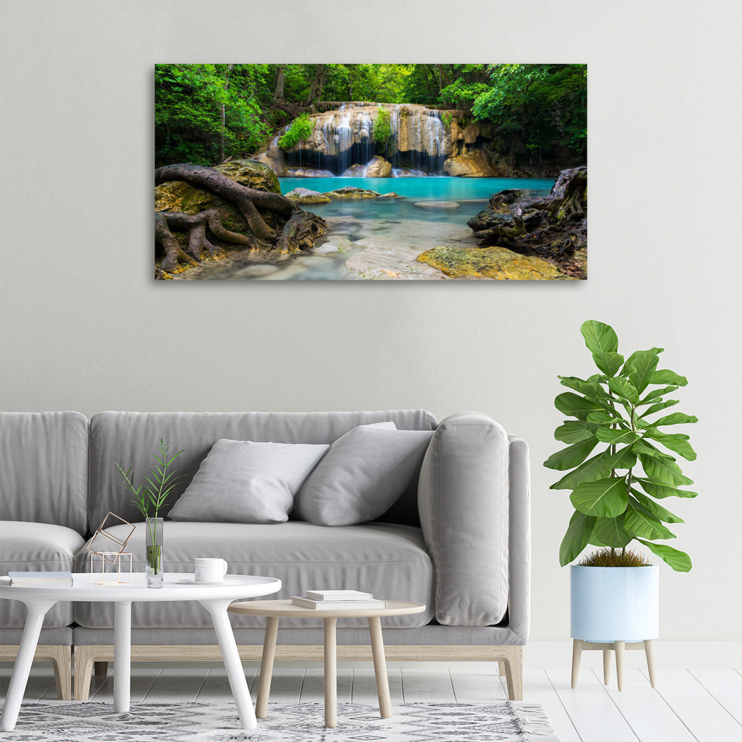 Wasserfall im Wald - Kunstdrucke auf Leinwand