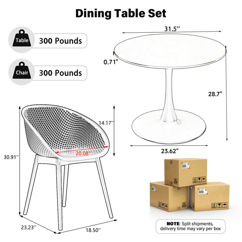 Table de salle à manger en panneau de fibres à densité moyenne avec ensemble de chaises longues résistantes aux intempéries