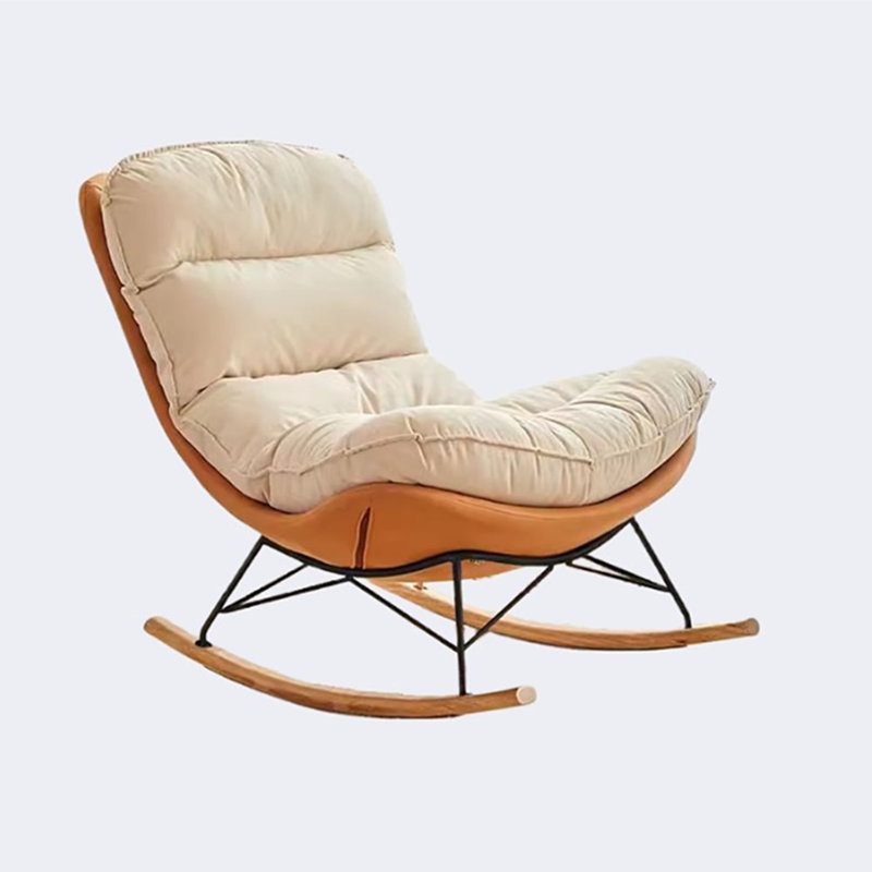 Chaise berçante moderne et confortable, Orange / blanc cassé