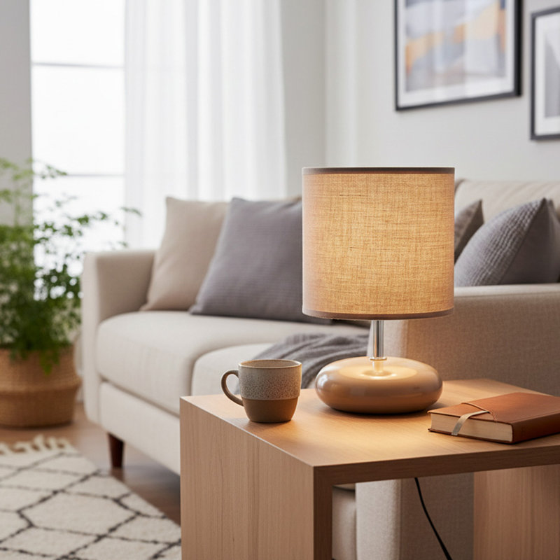Ceramic Table Lamp With Shade Halo Warm Gray, Gray, Gray