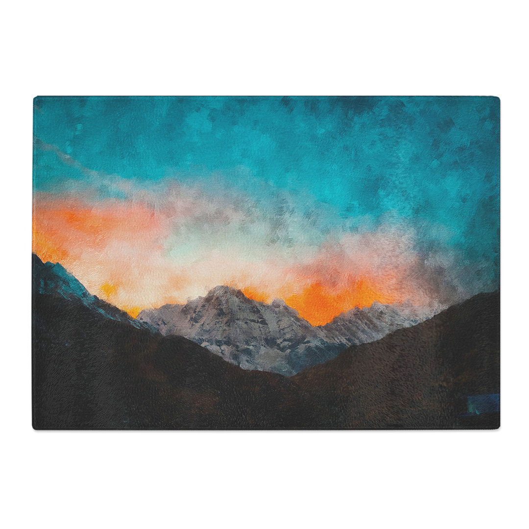 Tempered Glass Sunrise over a Mountain Chopping Board