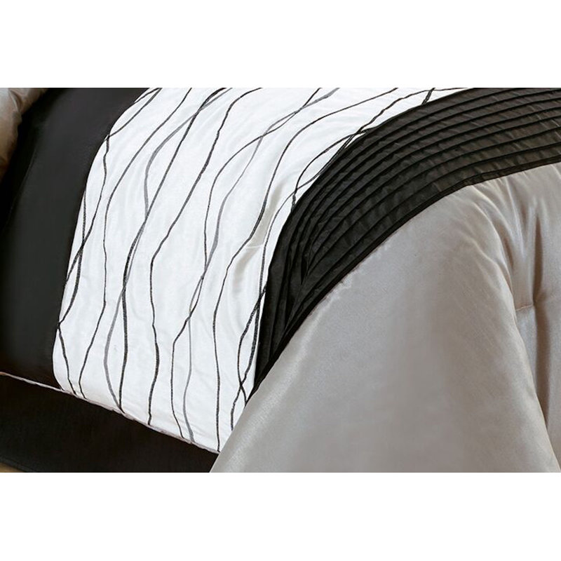  Ensemble d'édredon rayé 7 pièces, Édredon de grande taille et 6 pièces supplément, Gris anthracite