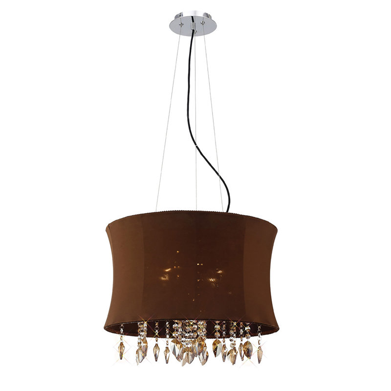 4 - Light Drum Chandelier, Brown