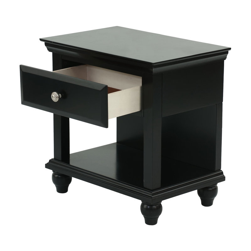 Table de chevet noire à 1 tiroir Ubertino