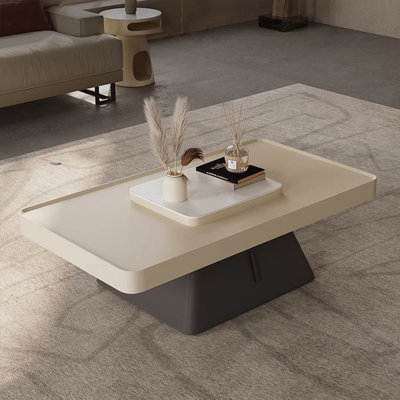 Table basse rectangulaire en bois manufacturé blanc massif