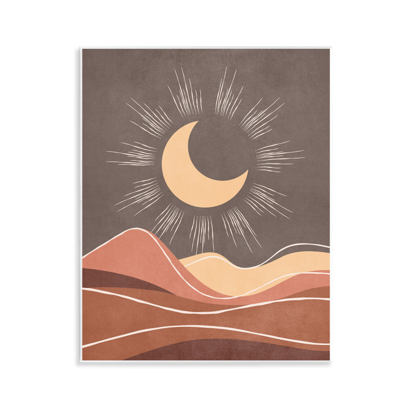 Boho Moon over Desert Wall Plaque Art by Nataly White