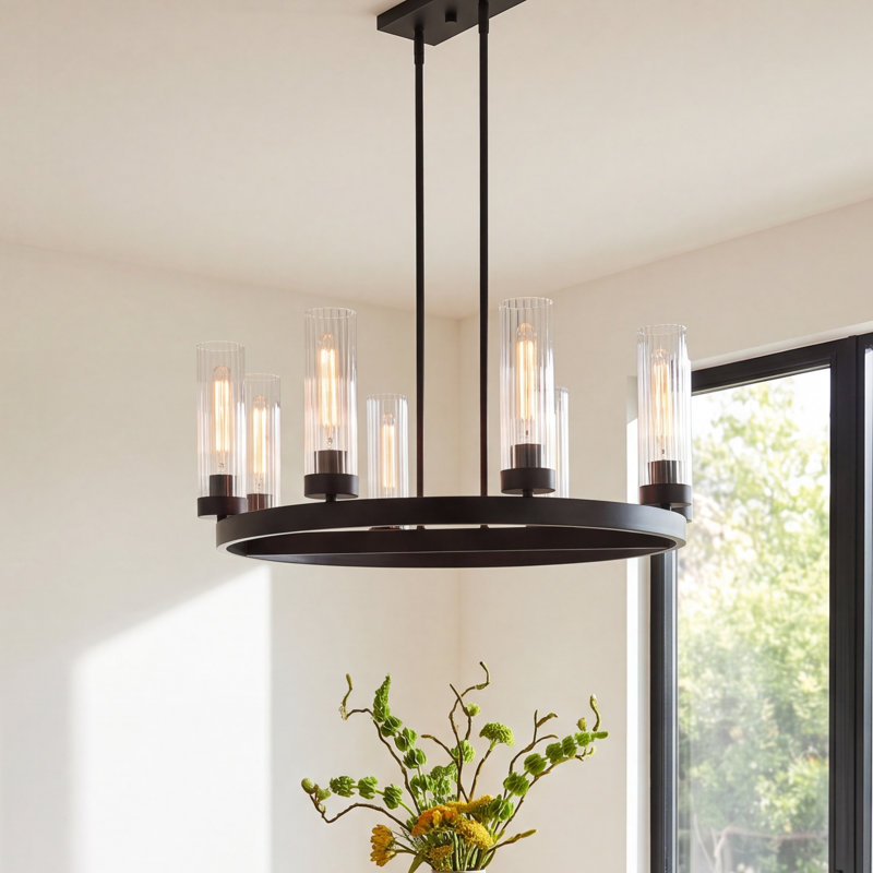 Dominique 8 - Light Dimmable Wagon Wheel Chandelier