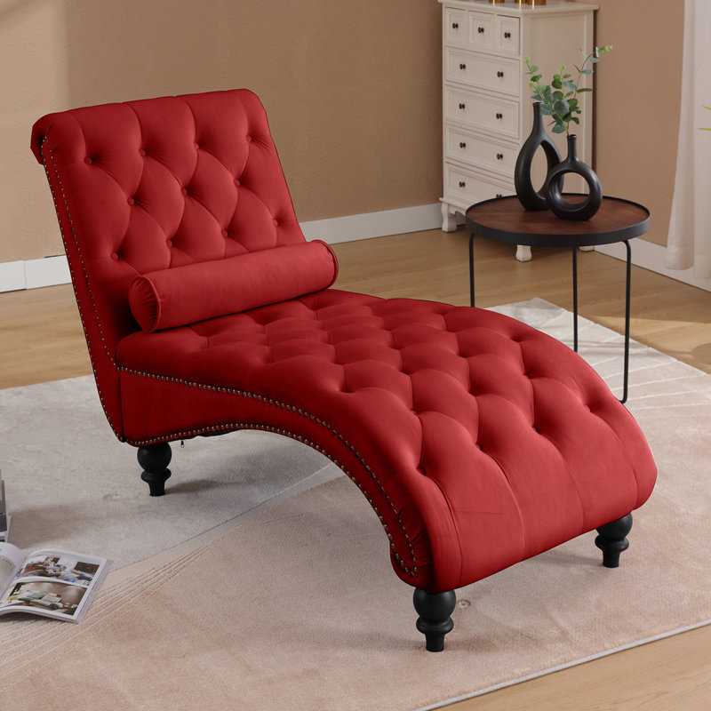Velvet Chaise Lounge, Red Velvet