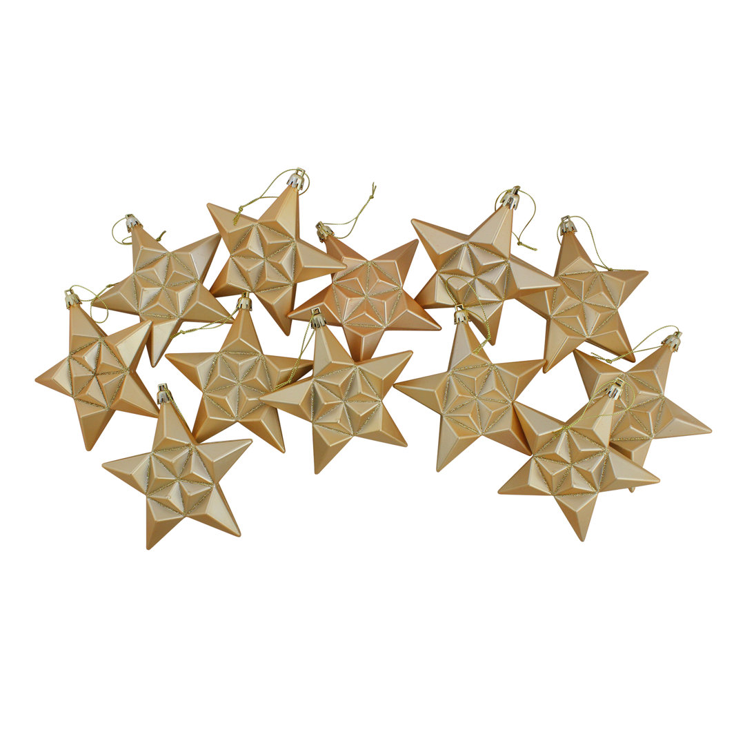 Glittered Star Shatterproof Christmas Ornament (Set of 12) The Holiday Aisle®