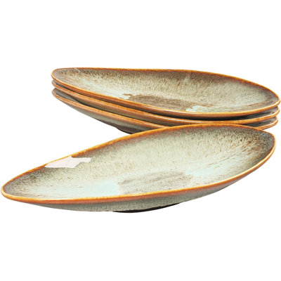 Ceramic Dinner Plates Set Of 4, For Bread, Pasta, Salad, Sushi - Microwave, Oven And Dishwasher Safe, Scratch Resistant Durable Brown Brown Reactive Glaze