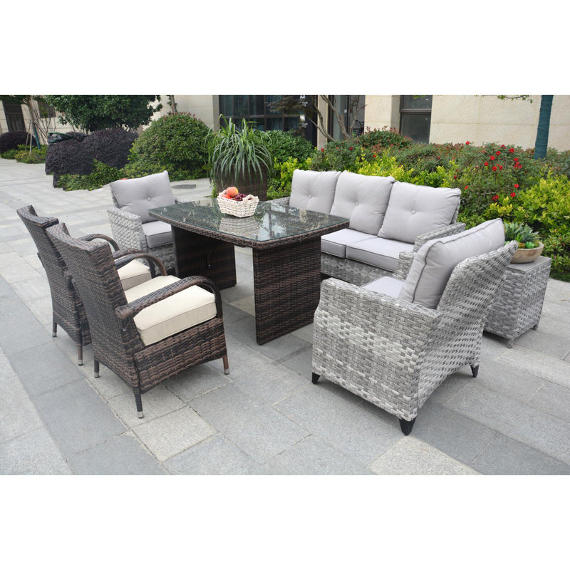 7 - Person Patio Conversation Set with Cushions