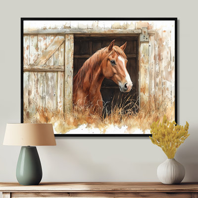 Portrait de cheval à la grange III - art mural sur toile