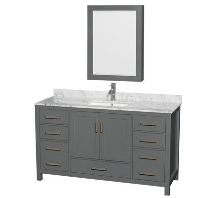 Ensemble de meuble-lavabo simple 60 po avec dessus en marbre et armoire à pharmacie Sheffield