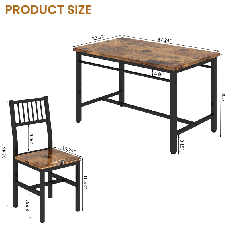Ensemble repas pour 4 personnes Jadrian, H 30,7 po x L 47,24 po x l 23,62 po