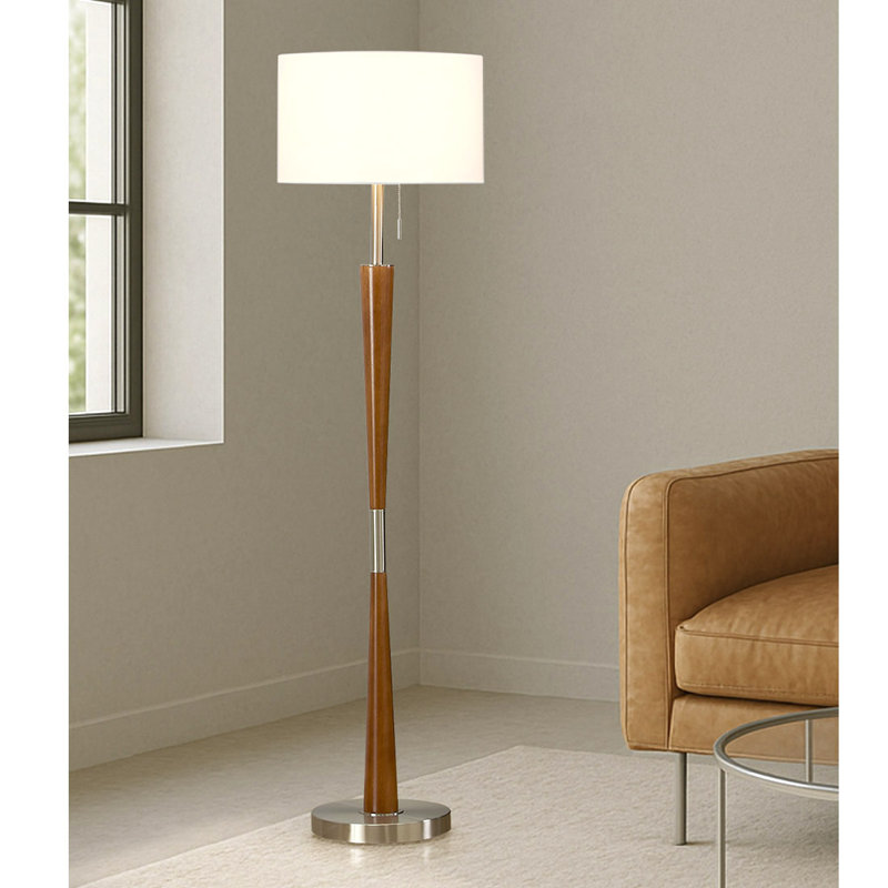 Lampe sur pied 61 po Shisler, Nickel brossé