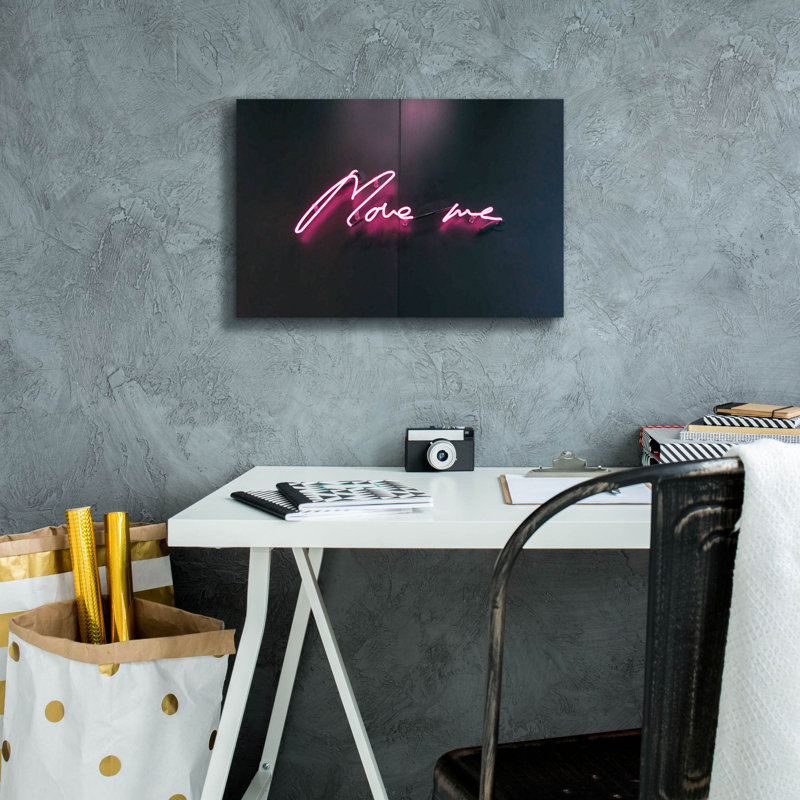 «Move Me in Neon Pink» par Epic Portfolio - art textuel sur toile tendue, H 12 po x l 18 po x P 0,75 po