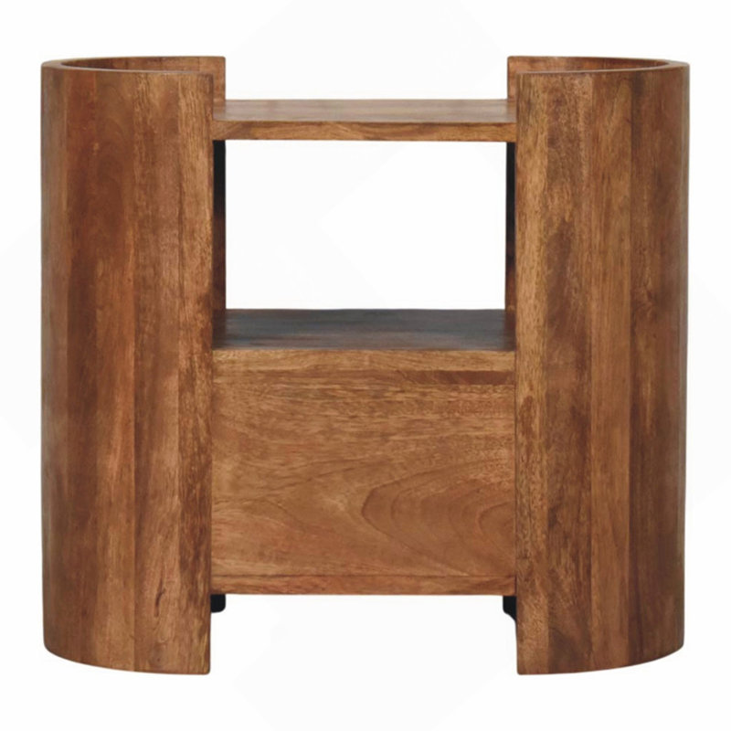 Chevet sculpté en bois massif, brun
