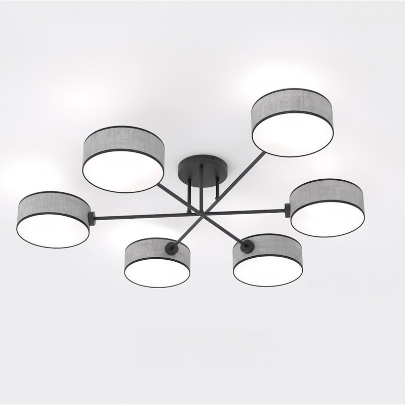 Spandrel Flush Mount, Gray, Fabric