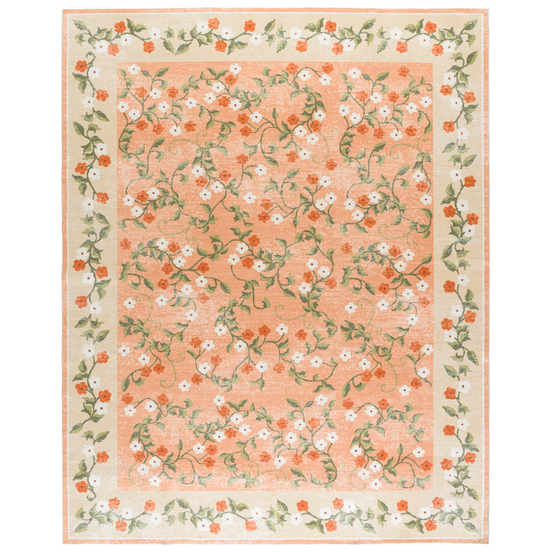 Msrw Floral 195 Performance Machine Washable Floral Rug, Rectangle 8' x 10'