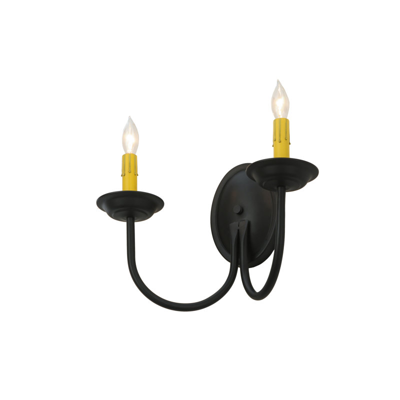 Elegant Blackwash 14.5" Dual Ivory Candlelight Wall Sconce