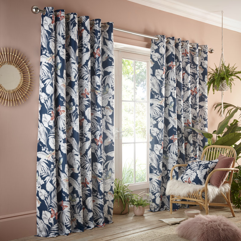 Bennison Room Darkening Curtain Pair, 168 W x 137 D cm, Aqua