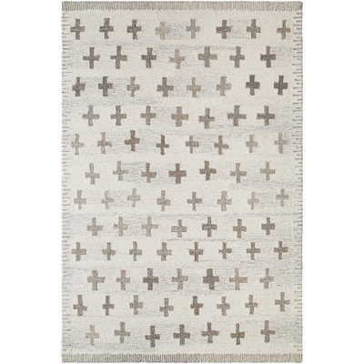Rectangle Niara Abstract Hand Tufted Wool Area Rug in Brown/Ivory