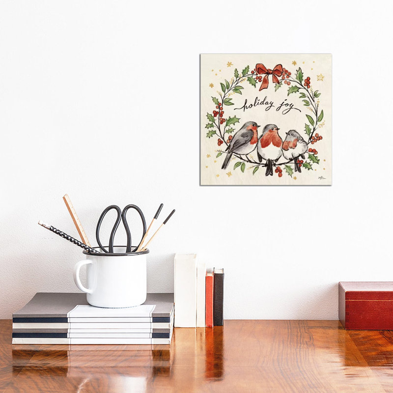 Christmas Lovebirds IV 1 Piece Wrapped Canvas Wall Art, 30.48 cm H x 30.48 cm W