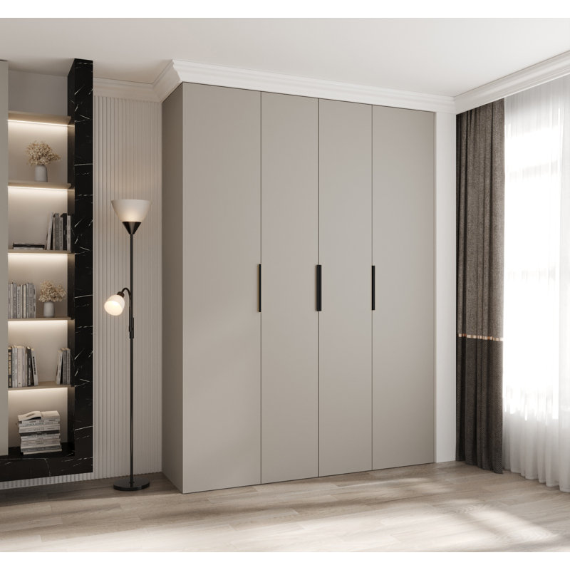 Wardrobe Moko 4, 245,5cm H x 180cm W x 50cm D, Cashmere/Black