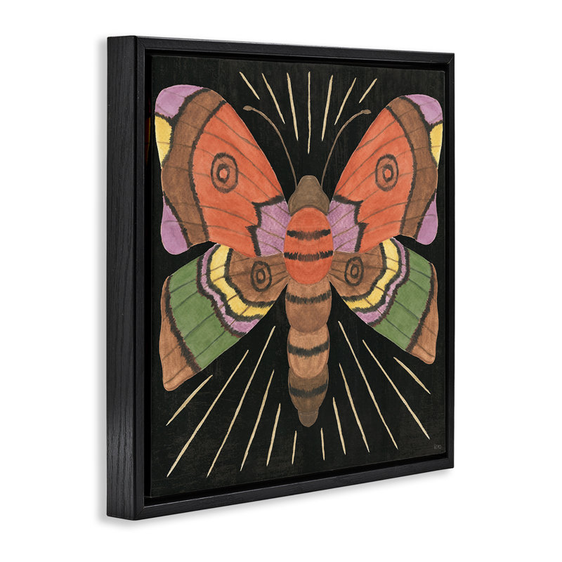 Art mural sur toile Spooky Chic Moth Floater par Veronique Charron, Cadre flottant noir de jais, H 18 po x l 18 po