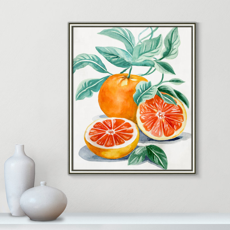 Mandaring Olives Mandarin Oranges I - peinture encadrée, H 26,75 po x l 22,75 po x P 0,9 po, Cadre doré