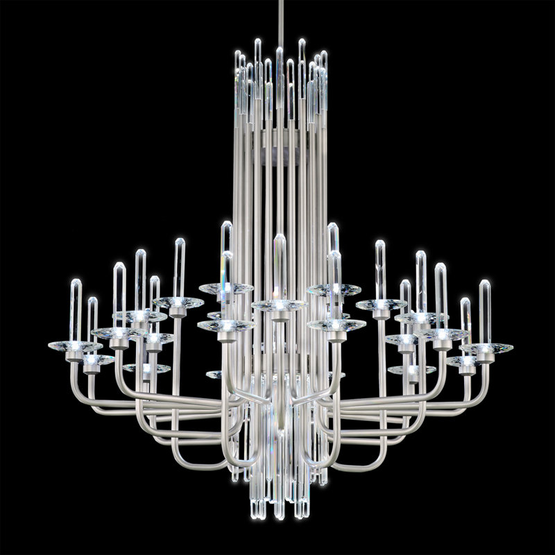 Calliope 24 Light Crystal LED Chandelier, Soft Silver