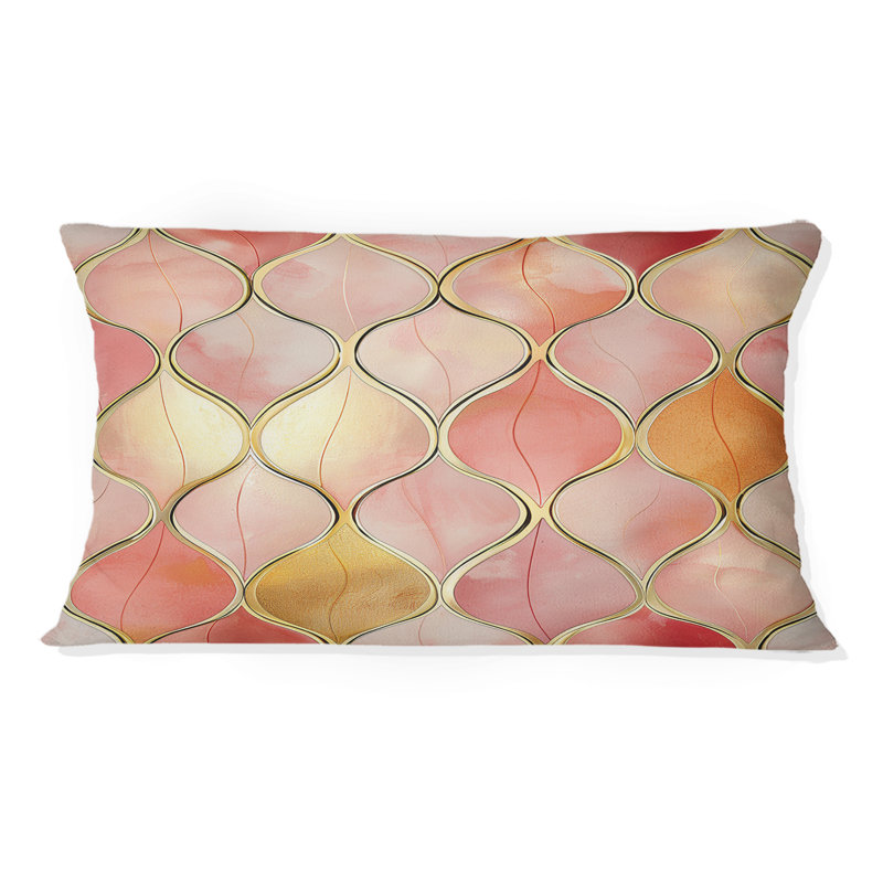 Coussin lombaire rose Mid-Century Ogee Glamour