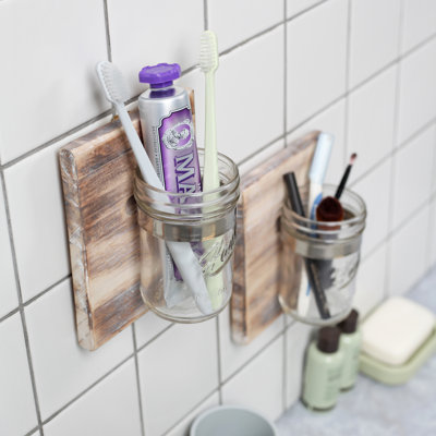 Solid Wood Wall Mounted Toothbrush Holder