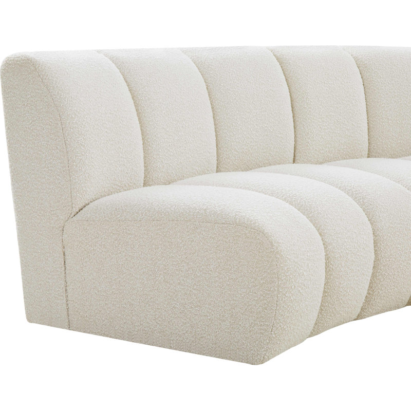 Infinity 119" Wide Symmetrical Modular Corner Sectional, Cream Boucle Fabric