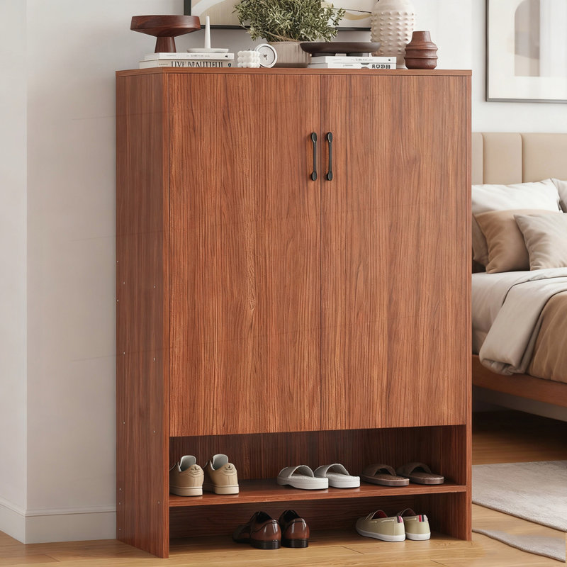 Armoire à chaussures 7 portes à grande capacité avec porte, Brun